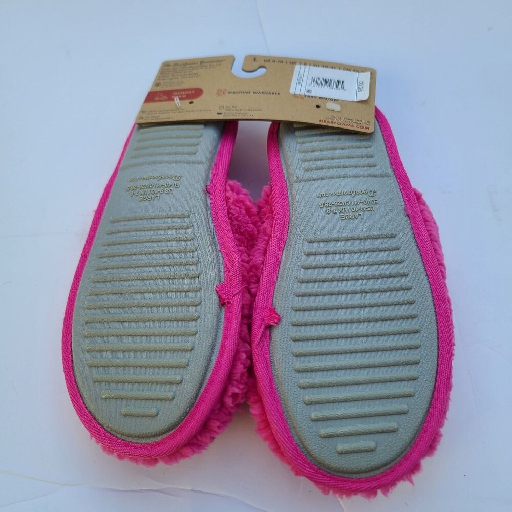 Dearfoams Dluxe Womens Plush Merry Vibes Holiday Slippers Pink Large (9-10) NEW - Picture 3 of 5
